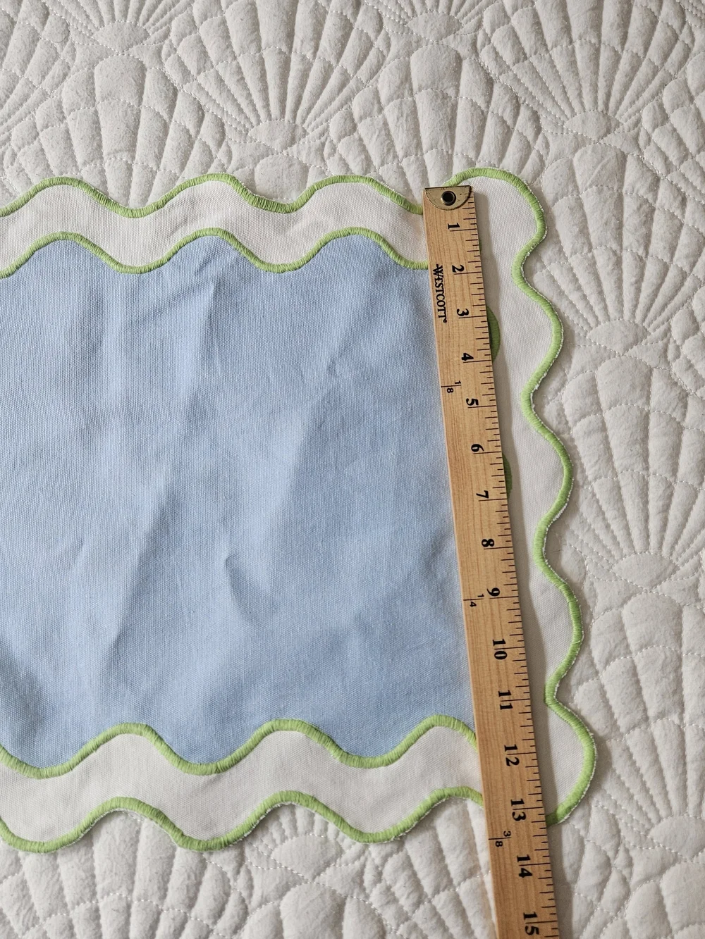 Lilly Pulitzer Blue Linen Placemats with Green Trim